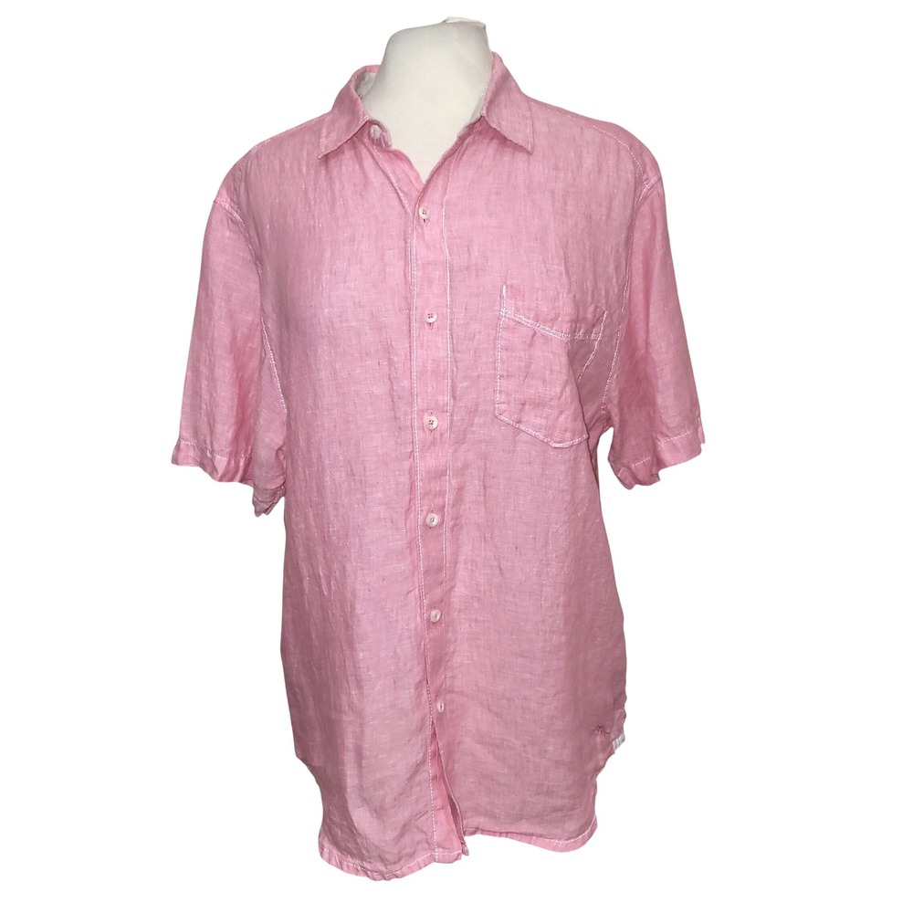 Tommy Bahama Party Bougainvillea Pink Breezer Short Sleeve Linen Shirt Men's M - Picture 2 of 9